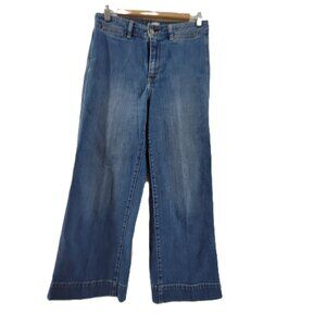 Gap Jeans Womens 4 27 Blue High Rise Wide Leg Crop Stretch Denim Med Wash Ankle